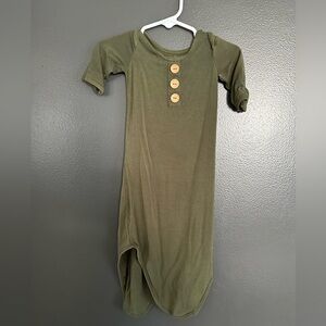 Caden Lane Solid Olive Bamboo Knot Gown 0-3 months